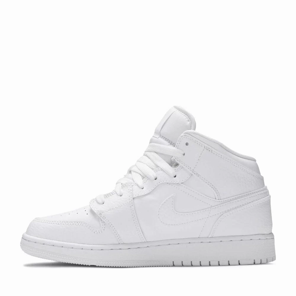 NIKE AIR JORDAN1 MID GS TRIPLE WHITE (NEW) (NEW)