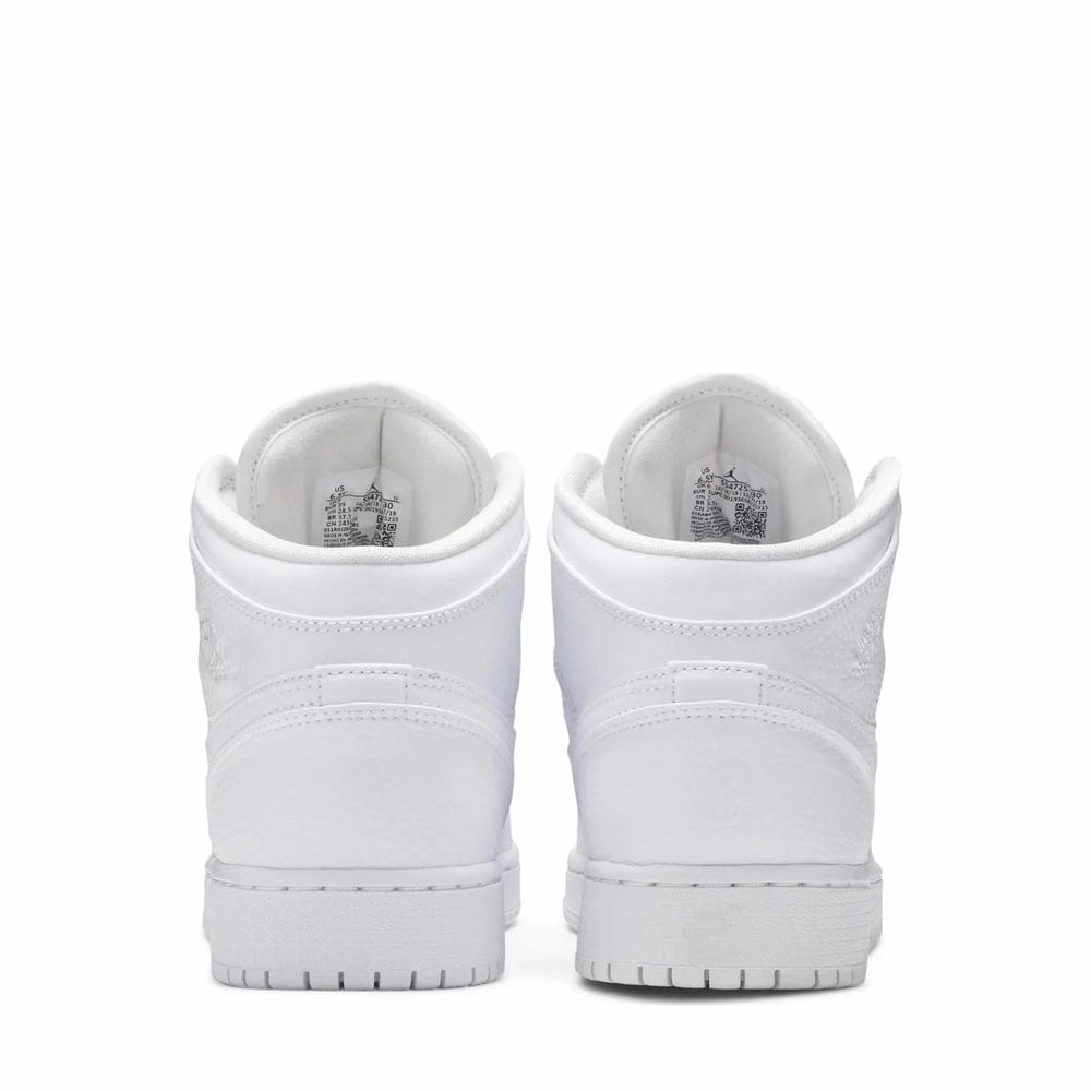NIKE AIR JORDAN1 MID GS TRIPLE WHITE (NEW) (NEW)