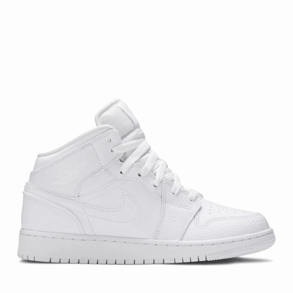 NIKE AIR JORDAN1 MID GS TRIPLE WHITE (NEW) (NEW)