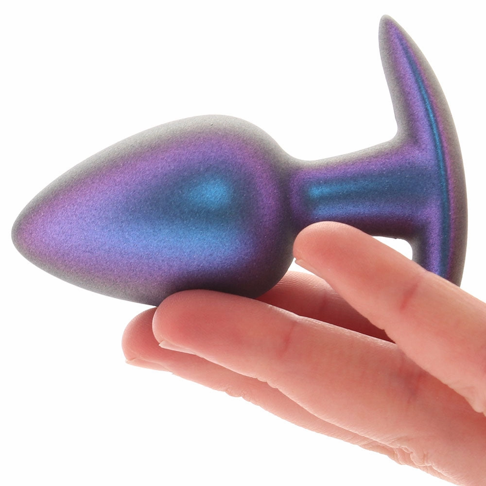 Ouch! Smooth Silicone 3.1 Inch Butt Plug in Metallic Blue
