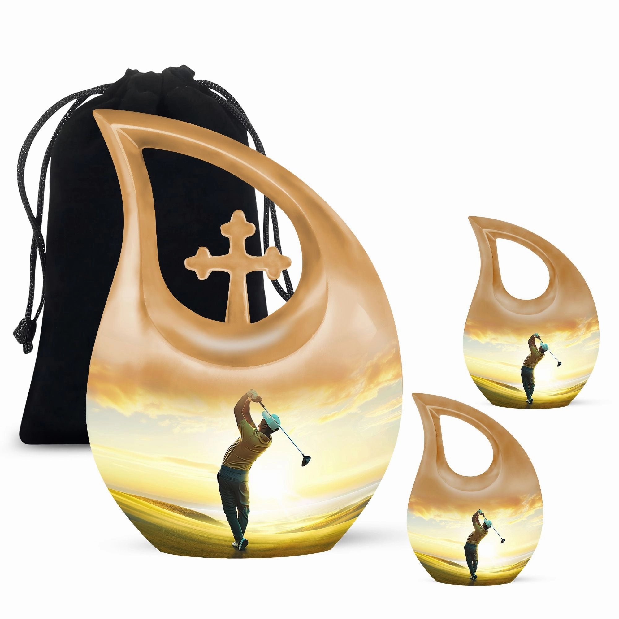 Personalized Golf Theme Memorial Large Urn For Storing Ashes