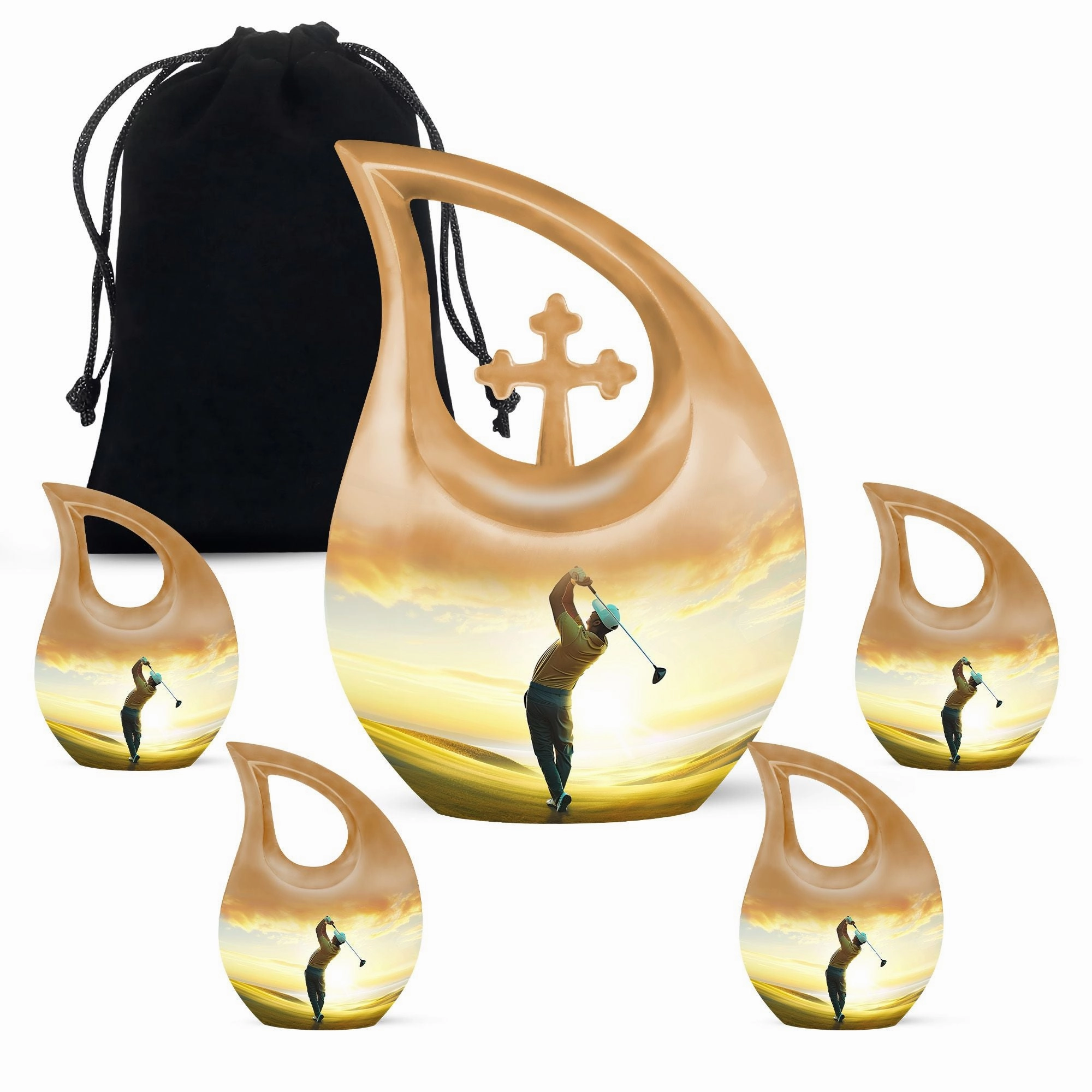 Personalized Golf Theme Memorial Large Urn For Storing Ashes