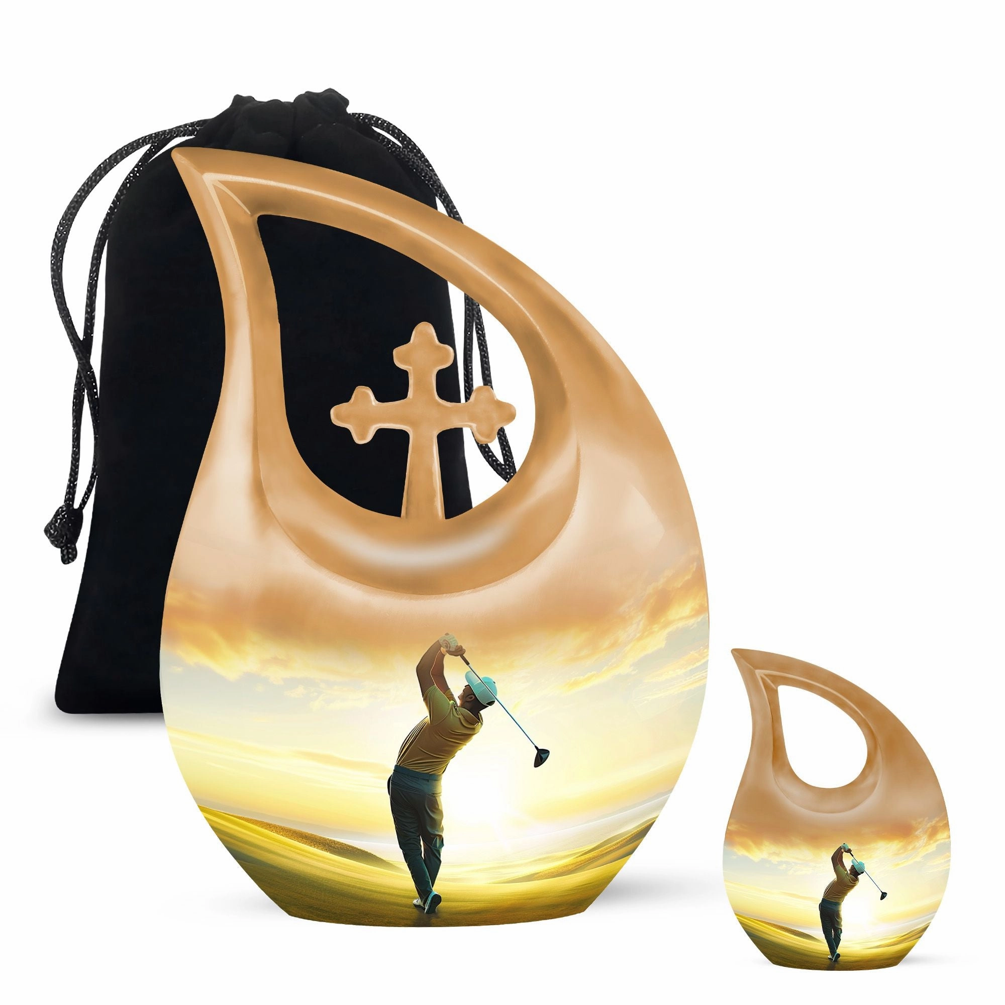 Personalized Golf Theme Memorial Large Urn For Storing Ashes