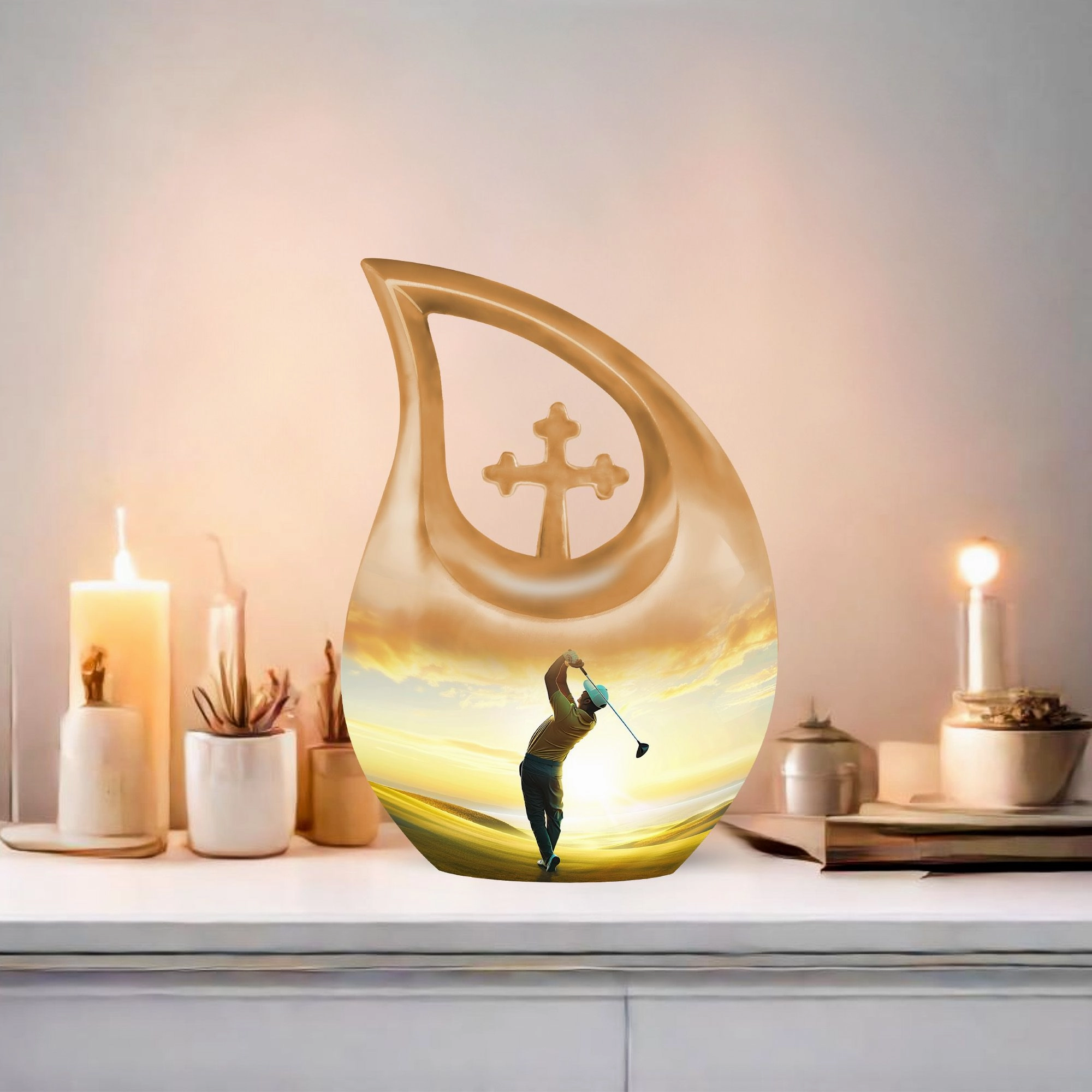 Personalized Golf Theme Memorial Large Urn For Storing Ashes