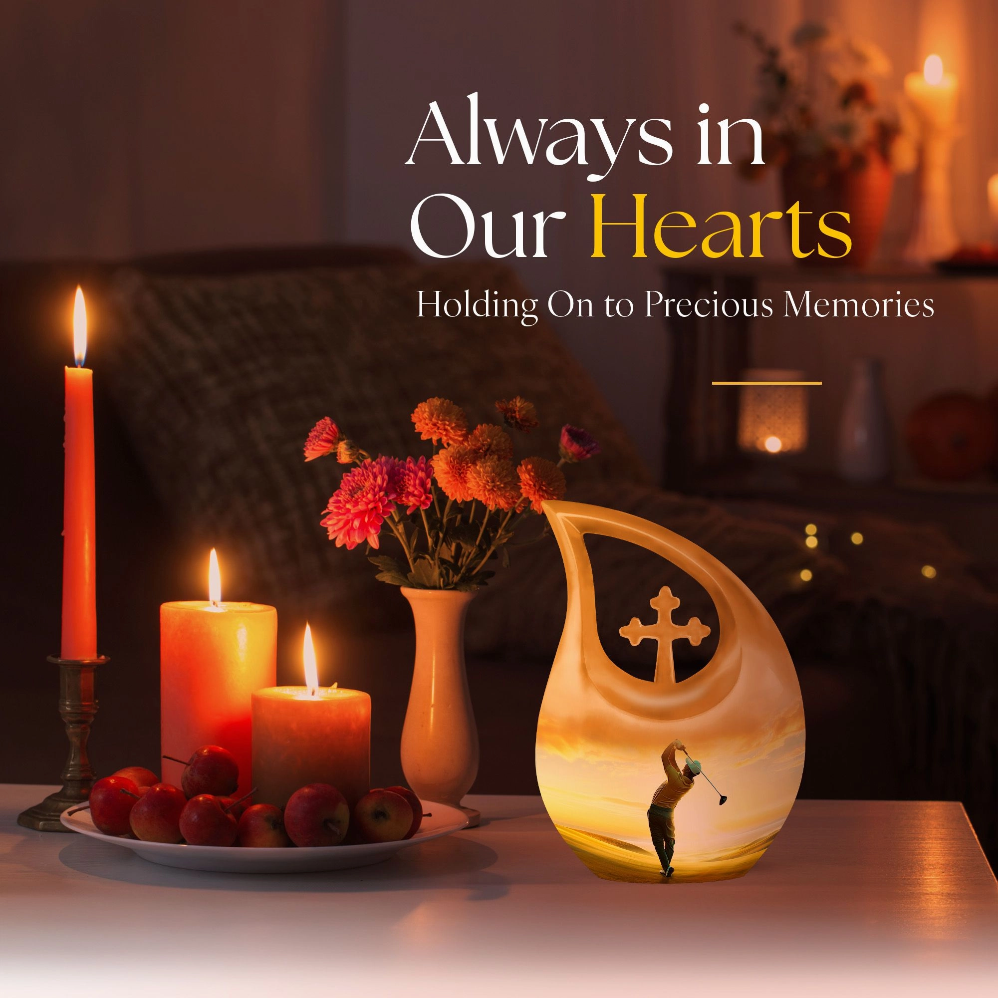 Personalized Golf Theme Memorial Large Urn For Storing Ashes