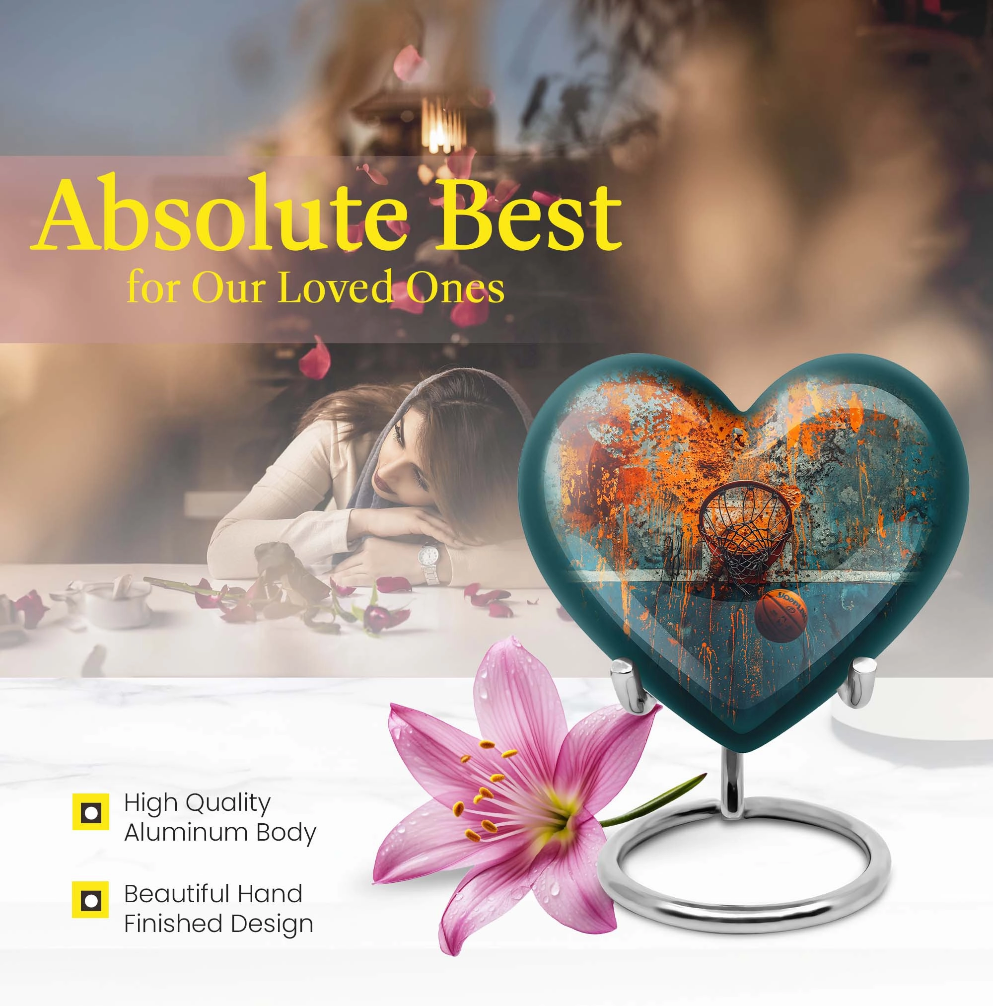 Reposeful Remembrance Basketball Cremation Urn for Adult Ashes