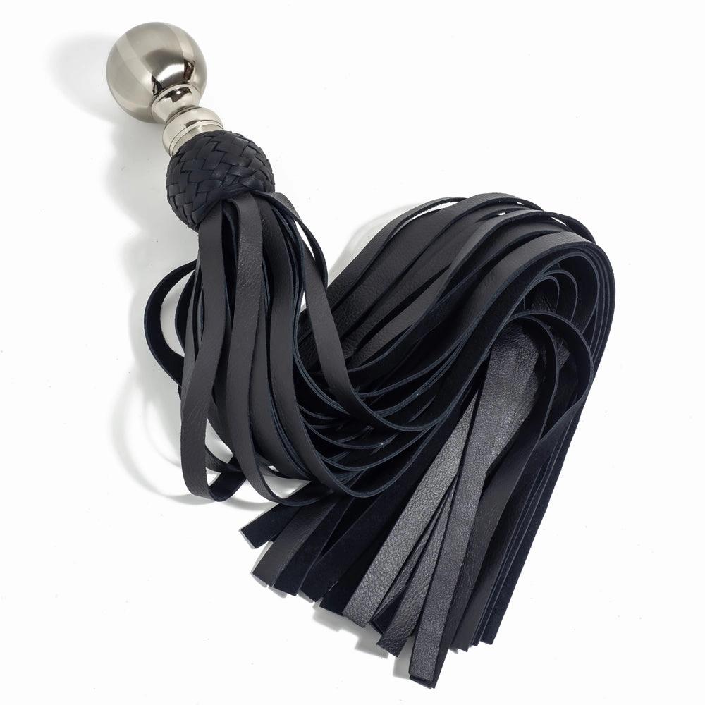 Zorba Leather Flogger With Round Metal Handle